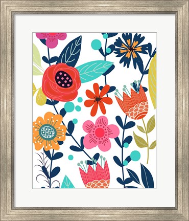 Framed Colorful Floral 1 Print