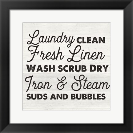 Framed Laundry Words Wood Print