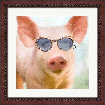 Framed Sun Glasses Pig Print