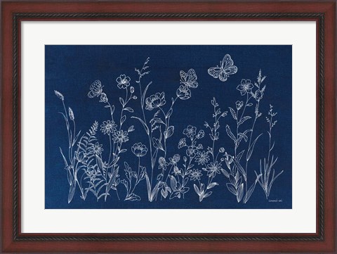 Framed Blue Butterfly Garden Print