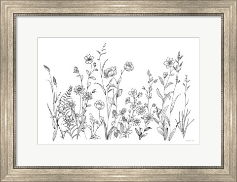 Framed Black and White Garden Print