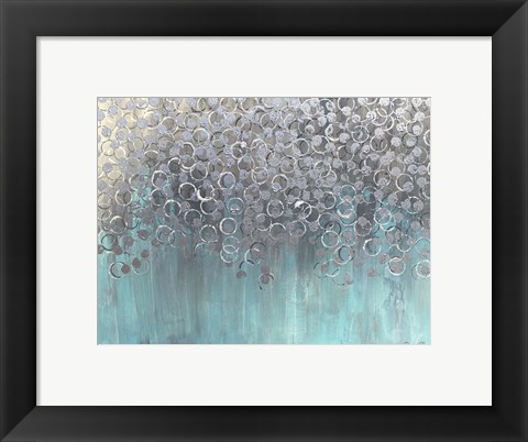 Framed Raining on Aqua Print