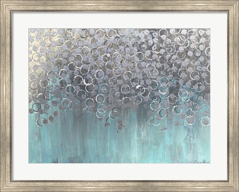 Framed Raining on Aqua Print