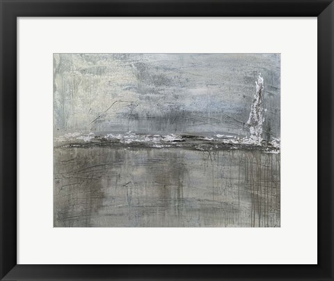 Framed Metallic Landscape with Silver Leaf Print