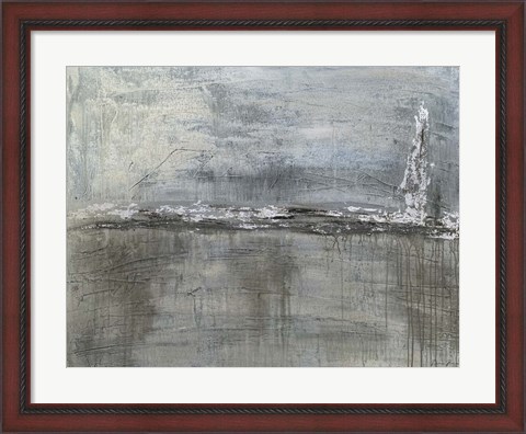 Framed Metallic Landscape with Silver Leaf Print