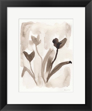 Framed Sepia Florals I Print