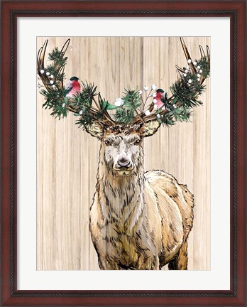 Framed Christmas Deer Print