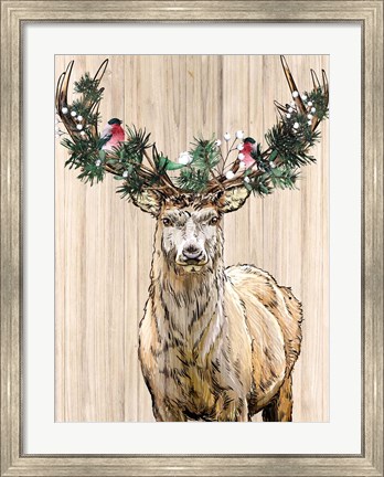 Framed Christmas Deer Print