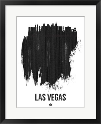 Framed Las Vegas Skyline Brush Stroke Black Print