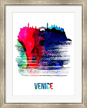 Framed Venice Skyline Brush Stroke Watercolor Print