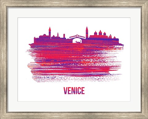 Framed Venice Skyline Brush Stroke Red Print