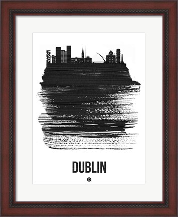 Framed Dublin Skyline Brush Stroke Black Print