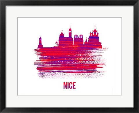 Framed Nice Skyline Brush Stroke Red Print