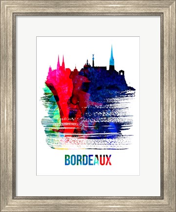 Framed Bordeaux Skyline Brush Stroke Watercolor Print