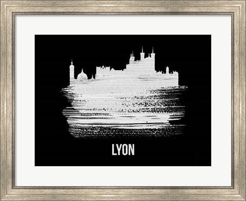 Framed Lyon Skyline Brush Stroke White Print