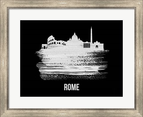 Framed Rome Skyline Brush Stroke White Print