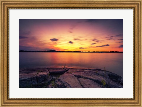 Framed Sunset Over the St. Lawrence River Print