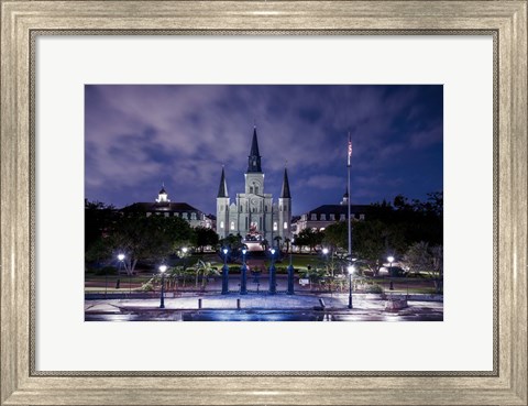 Framed Jackson Square Night Lights Print