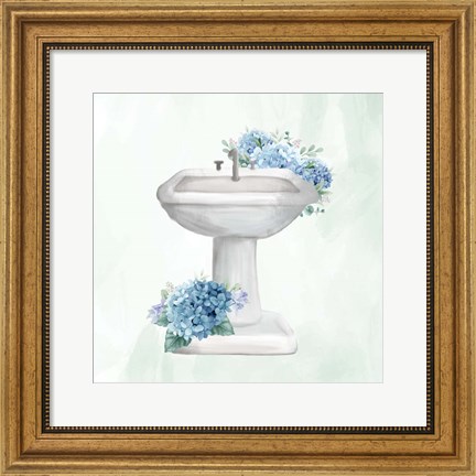 Framed Hydrangea Bath 3 Print