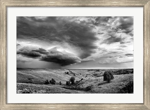 Framed Thunder in the Badlands Monochrome Print