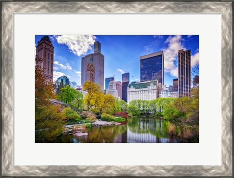 Framed Central Park South from Gapstow Bridge Print