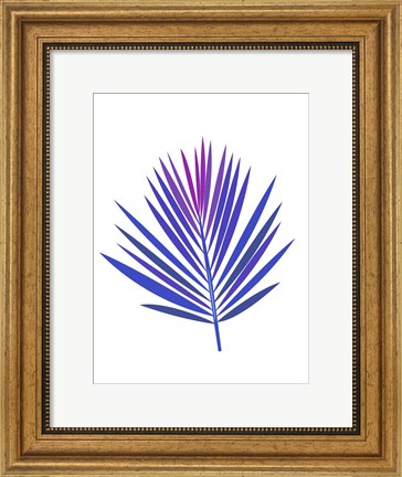 Framed Blue Tropical Leaf I Print