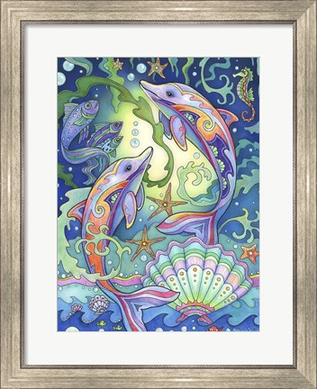 Framed Leaping Dolphins Print