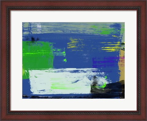 Framed Abstract Blue and Green Print