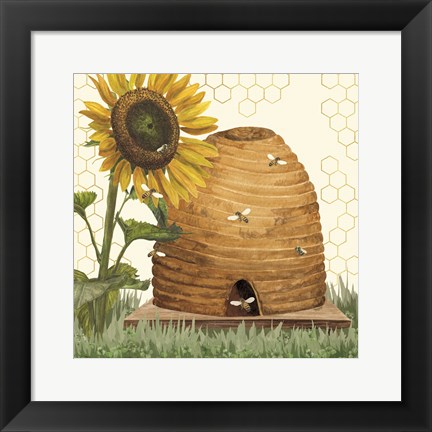 Framed Honey Bees &amp; Flowers Please VIII Print