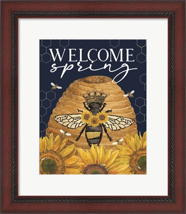 Framed Honey Bees &amp; Flowers Please portrait III-Welcome Spring Print