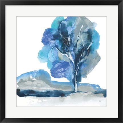 Framed Blue Impasto I Print