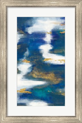 Framed Blue Texture II Gold Crop Print