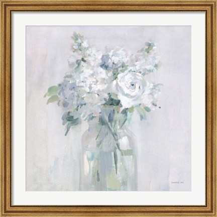 Framed Shades of White Bouquet Print