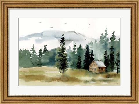 Framed Cabin in the Woods Print