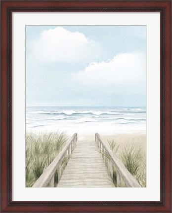 Framed Wooden Path To The Beach Print