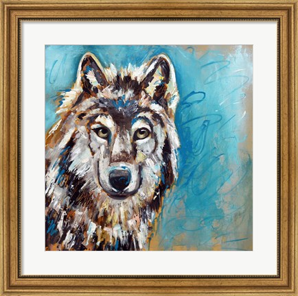 Framed Brown Wolf Print