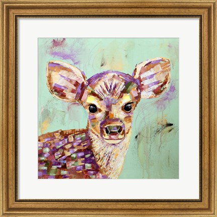 Framed Celadon Deer Print