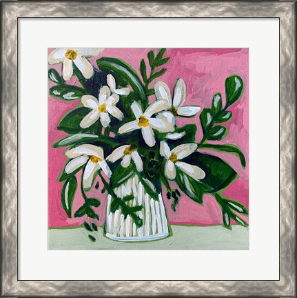 Framed Floral on Pink II Print