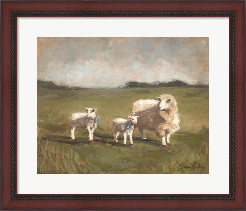 Framed Sheep in the Pasture III Print