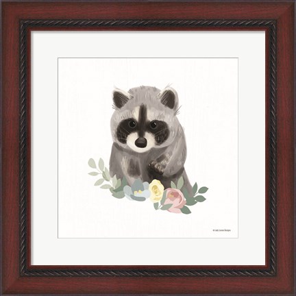 Framed Floral Raccoon Print