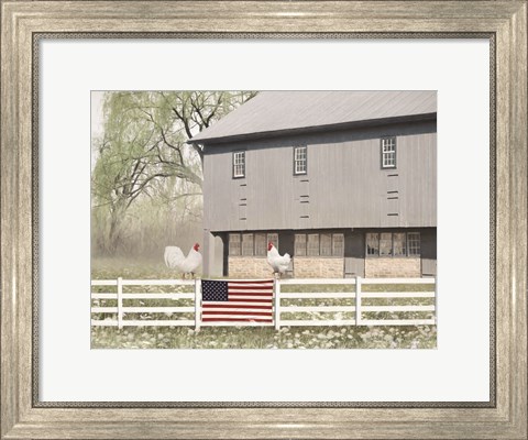 Framed Patriotic Roosters Print