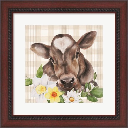 Framed Bessie with Flowers Print