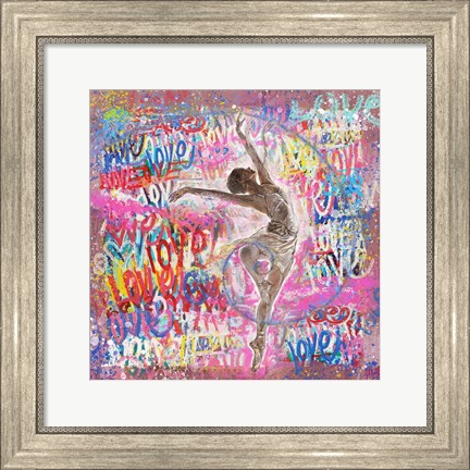 Framed Graffiti Ballerina 2 Print