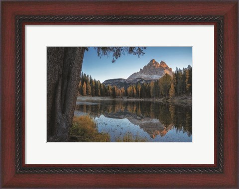 Framed Dolomites Reflection at Sunrise Print