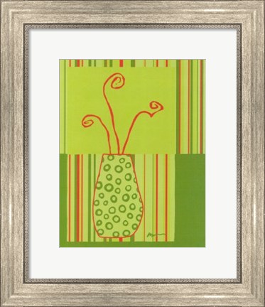 Framed Minimalist Flowers in Green II Print