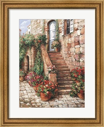 Framed Stone Stairway, Perugia Print