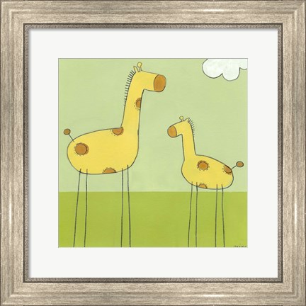 Framed Stick-Leg Giraffe I Print