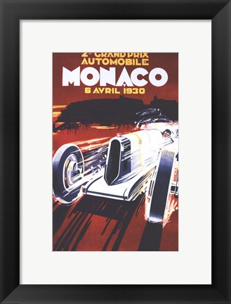 Framed Grand Prix De Monaco 1930 Print