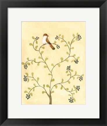 Framed Berry Bird I Print