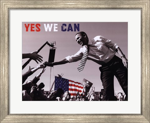 Framed Barack Obama:  Yes We Can (crowd) Print